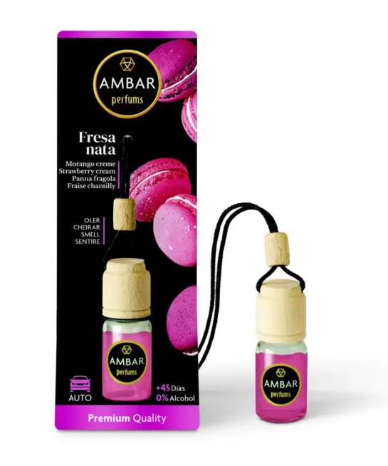 Odorizant de mașină Ambar Căpșuni cu Frișcă, 6.5 ml, 0% alcool