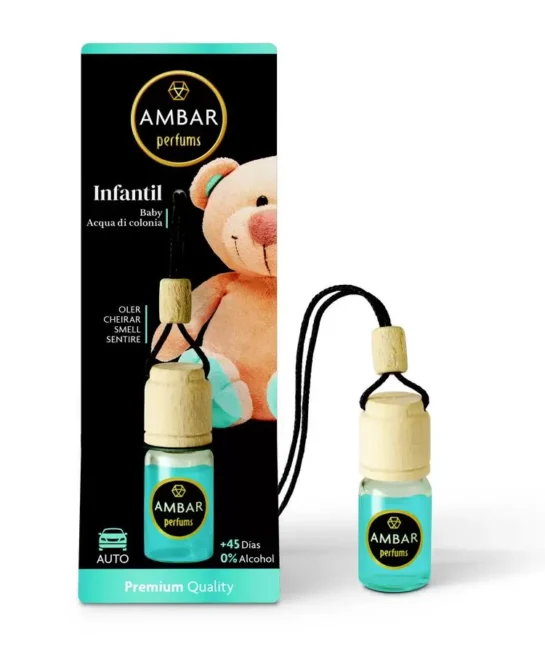 Odorizant de mașină Ambar Baby, 6.5 ml, 0% alcool.